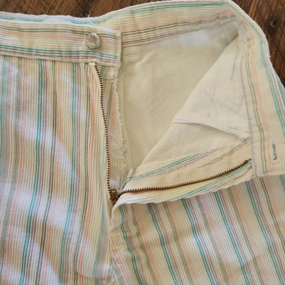 VTG TOPSON DOWNS White Pastel Multi-Colored Corduroy Pants High Waisted Tapered - Picture 8 of 8